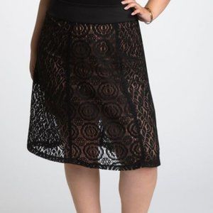Kiyonna Muse Lace Midi Skirt Onyx 2 NWT